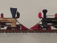 Reproduction Franklin and Washington Head to Head - Note Washington has the funnel stack found on Mantua locomotives which is actually more like the stack used on the S gauge locomotives.